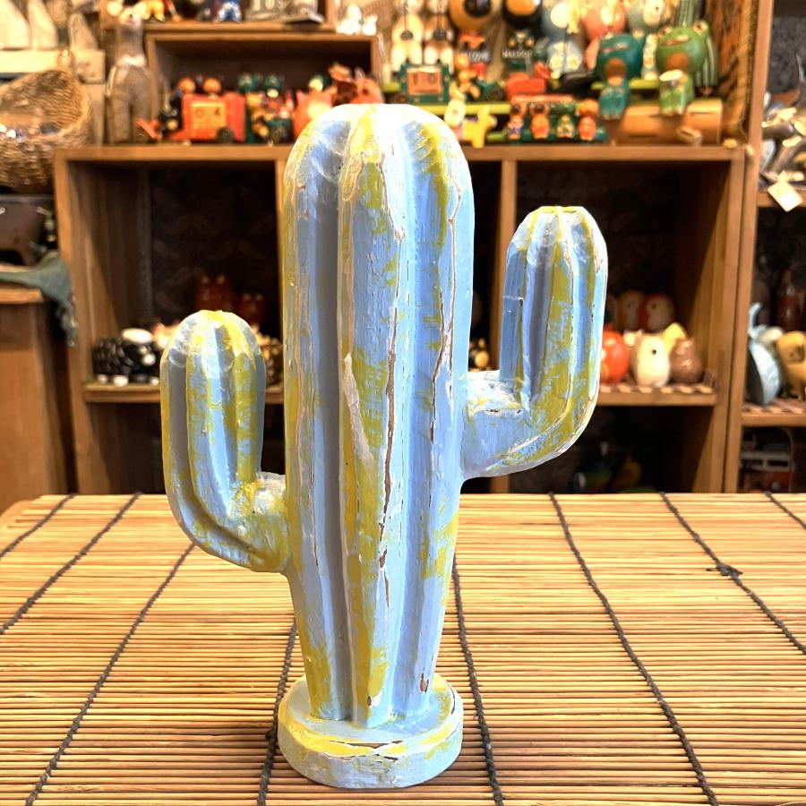 サボテン置物 インテリア雑貨 可愛い オブジェ 木彫り ライトブルー In101 Rbl 可愛い雑貨屋 Ten6duca Yahoo 店 通販 Yahoo ショッピング