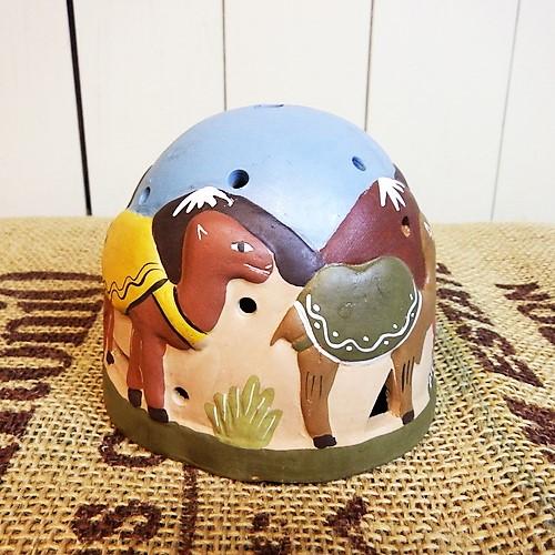 香炉 香立て ドーム型 素焼き お香かぶせ型 ラクダ ペルー エスニック