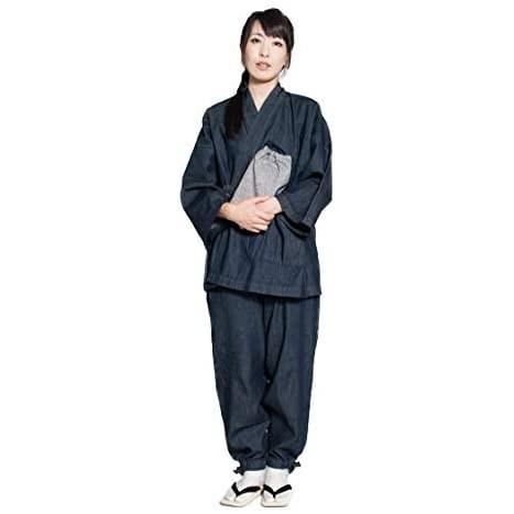 デニム 作務衣 レディース おしゃれ かっこいい かわいい 通年 和装 セットアップ サイズ 女性 さむえ オールシーズン 綿 インディゴ M Www Wearefromdust Org