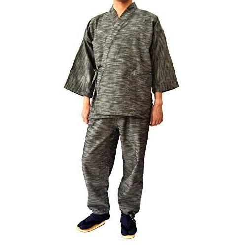 作務衣 メンズ スラブ織り 厚地 通年 季節 プレゼント 贈り物 部屋着 外出 春 夏 秋 冬 しっかり 着心地 素材感 良し グレー Ll Iainlangsa Ac Id