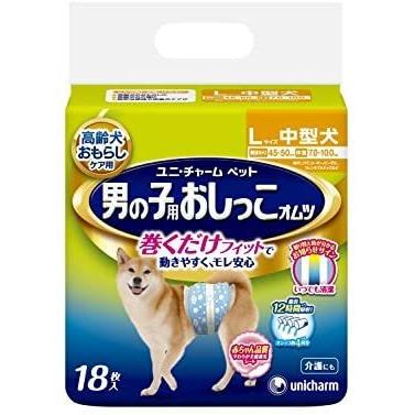 ファッション通販 男の子用おしっこオムツ Lサイズ 中型犬 18枚 グリーン L