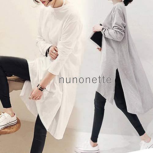 Nunonette チュニックワンピース 前後丈違い サイドスリット 長袖トップス レディース 白 グレー 黒 M 2xl ホワイト Xl Ten Unv10j1ia001 天秤堂 ヤフー店 通販 Yahoo ショッピング
