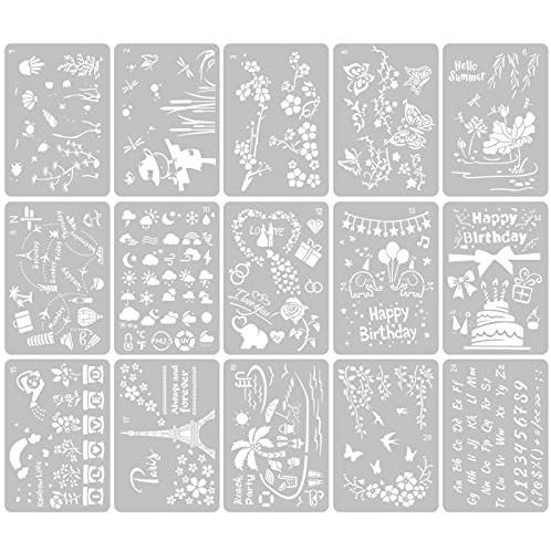 Augoog 15枚セット ステンシル 描画テンプレート 子供 製図用テンプレート 手帳用 テンプレート 描画ツール 絵描き道具 塗り絵 Ten Unv27g2bj 天秤堂 ヤフー店 通販 Yahoo ショッピング