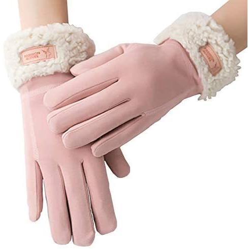 Hstcl レディース 手袋 スマホ対応 裏起毛 ペア 防寒 厚手 通勤 通学 クリスマス プレゼント ピンク Free Size Pjaduykq Bmpestate Com