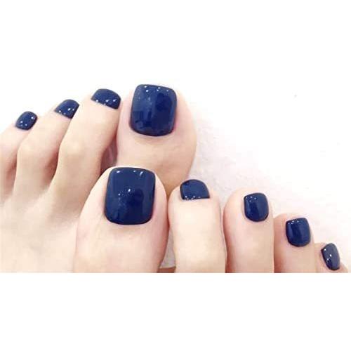 ネイビーブルー フットネイルチップ 足の爪用ネイルチップ 24枚セットつけ爪 Ten Vag19u3df 天秤堂 ヤフー店 通販 Yahoo ショッピング