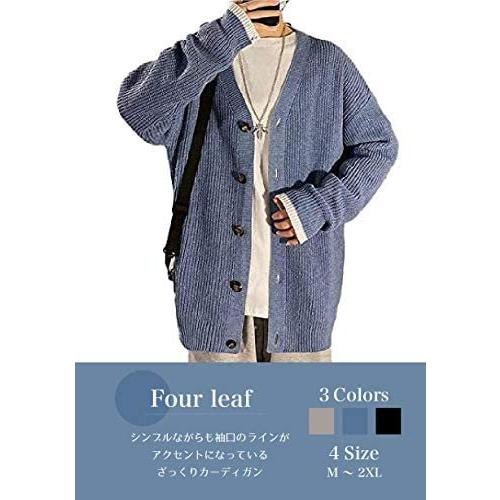 フォーリーフ ざっくり カーディガン メンズ アウター ライン ブルー M Ten Vja05i3ee 天秤堂 ヤフー店 通販 Yahoo ショッピング