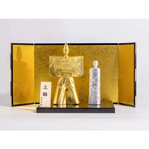 銀雅堂 立雛 屏風セット＿置物 ひな祭り 雛人形 高岡銅器(たちびなびょうぶせっと)