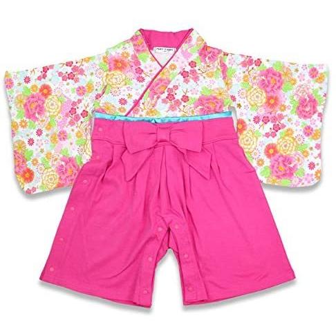 袴カバーオール ロンパース ベビー 赤ちゃん 子供服 フォーマル 男の子 羽織 セット (ピンク 80)