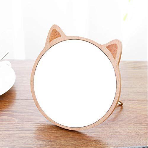 激安特価  スタンドミラー 丸型 卓上ミラー 可愛い猫耳 化粧鏡 卓上 木製 鏡 卓上鏡 角度調整対応 180度回転 おしゃれ 卓上ミラー