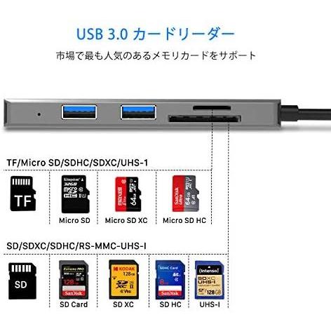 BYEASY usb c ハブ 5 in 1 USB3.0ポート*3 SD/TFカードリーダー 
