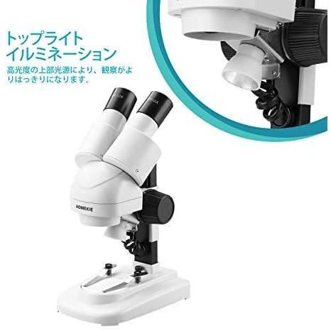 AOMEKIE 顕微鏡 実体顕微鏡 20倍 子供顕微鏡 学生 マイクロスコープ 両眼 アイカップ付き 立体画像 (両眼顕微鏡)｜tenbin-do｜04
