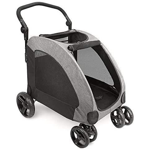WOOCE ペットカート 犬用ベビーカー 犬 カート 猫 バギー 大型犬 多頭中小型犬・猫 3色 四輪 多頭用 介護用 多機能 軽量 (グレー)