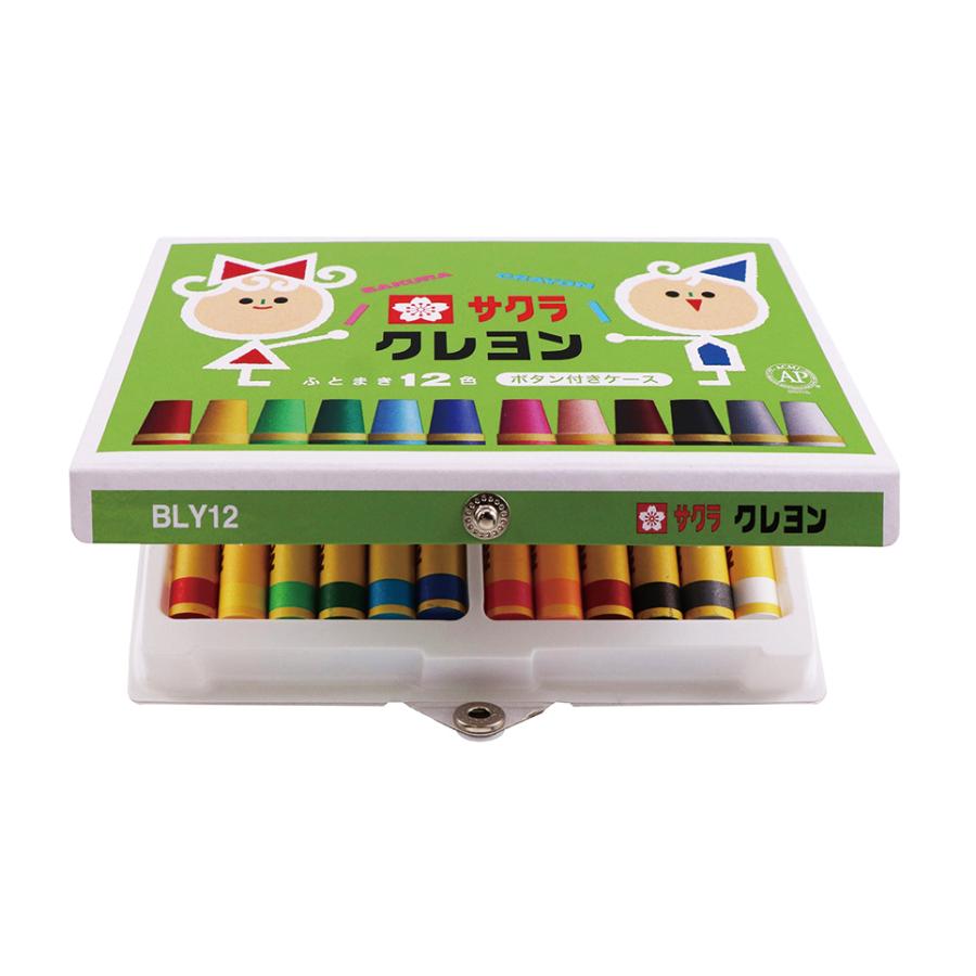 サクラクレパス BLY12 クレヨン太巻12色(ボタン付ケース) : オフィス