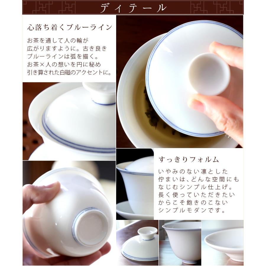 蓋碗 ブルーライン蓋碗 180ml（満水：約180ml 適正：約140ml） 1客