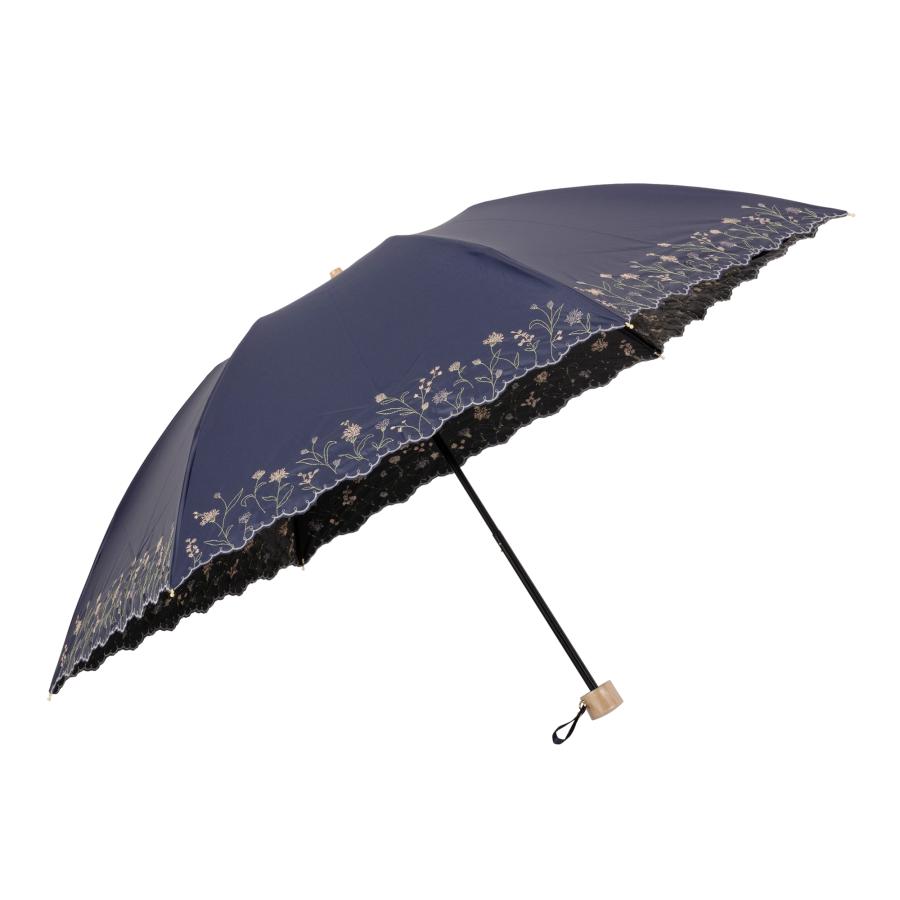 Umbe+ 晴雨兼用 ガーデンフラワー スカラップ刺繍ミニ折傘 50cm×6R 遮熱効果 遮光率100％ UV遮蔽率100％ 日焼け防止効果 UPF50+ ASP23556 |  | 05