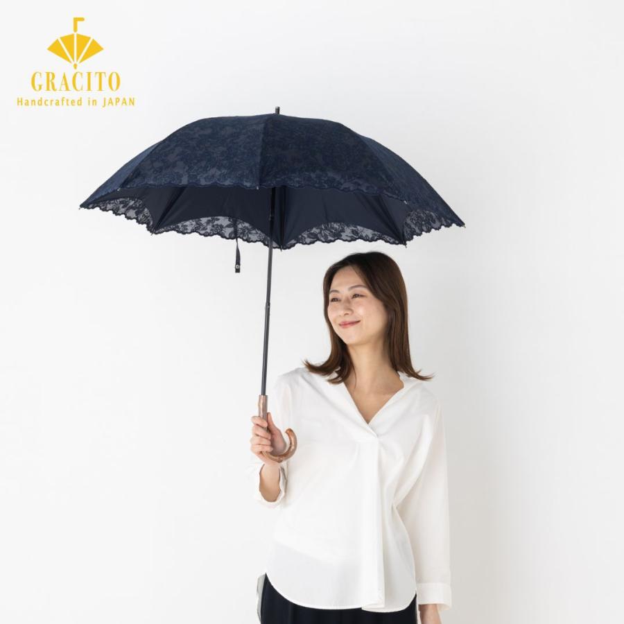 SBK1944 グラシト 婦人 1級遮光生地 +エンブロイダリー・オパール加工 生地  二重構造 二重張り  ショート手開き日傘 50cm | 