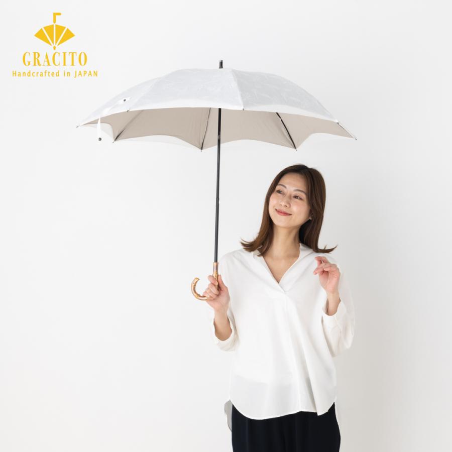 SBK9731 グラシト 婦人 1級遮光生地 + 自然素材 麻100％生地  二重構造二重張り 葉柄刺繍 ショート手開き日傘 50cm | 