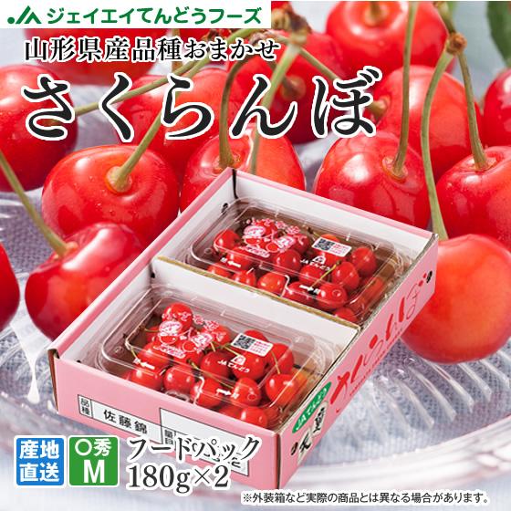 予約商品 さくらんぼ 送料無料 山形県産 品種おまかせ Mサイズ以上 ご家庭用 180g×2フードパック バラ詰め 一部地域は別途送料追加（Yahoo!・JAてんどうフーズ うまいもの通販）