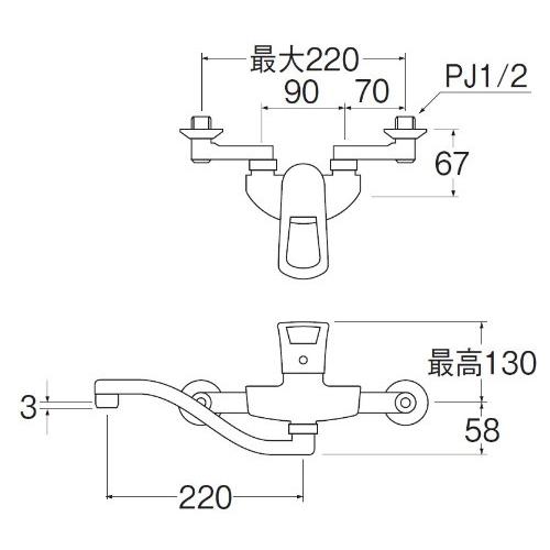 SANEI　シングル混合栓　上向きタイプ(寒冷地仕様)　K1712AK