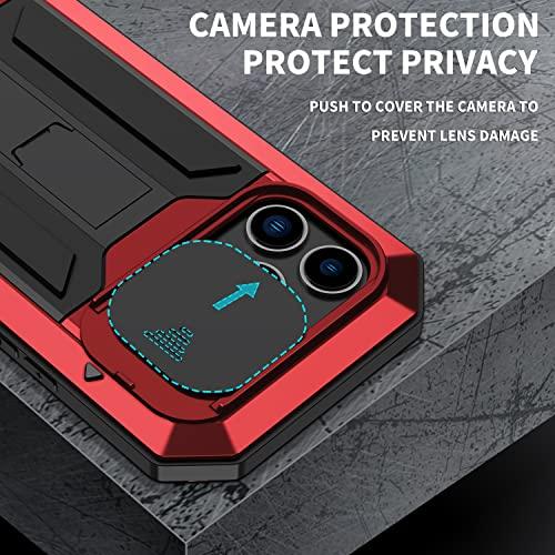 360 強力保護 iPhone 14 Pro Max ケース スライド式カメラカバー 耐衝撃 軍用 アルミニウムバンパー 防塵 スタンド機能 最強級金属合金強化ガラスフィルム シリ｜teniteni｜02