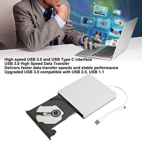 外付けCD・DVDドライブ/バーナー、USB3.0/Type C CD DVD R/RW 光学プレーヤー。ラップトップ デスクトップ コンピューター用の Windows 用スリム ドライブ ライ｜teniteni｜03