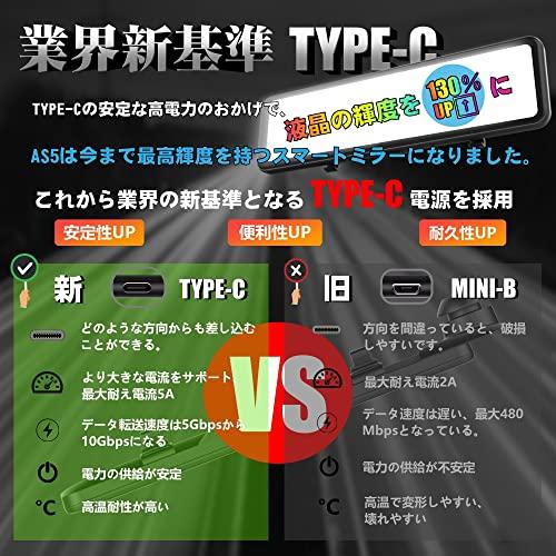 ズーム機能追加  唯一 4K画質 * Type C   ニコマク ドライブレコーダー ミラー型 前後カメラ AS-5 クリアモード追加 11インチ HDR 右ハンドル デジタルインナー｜teniteni｜05