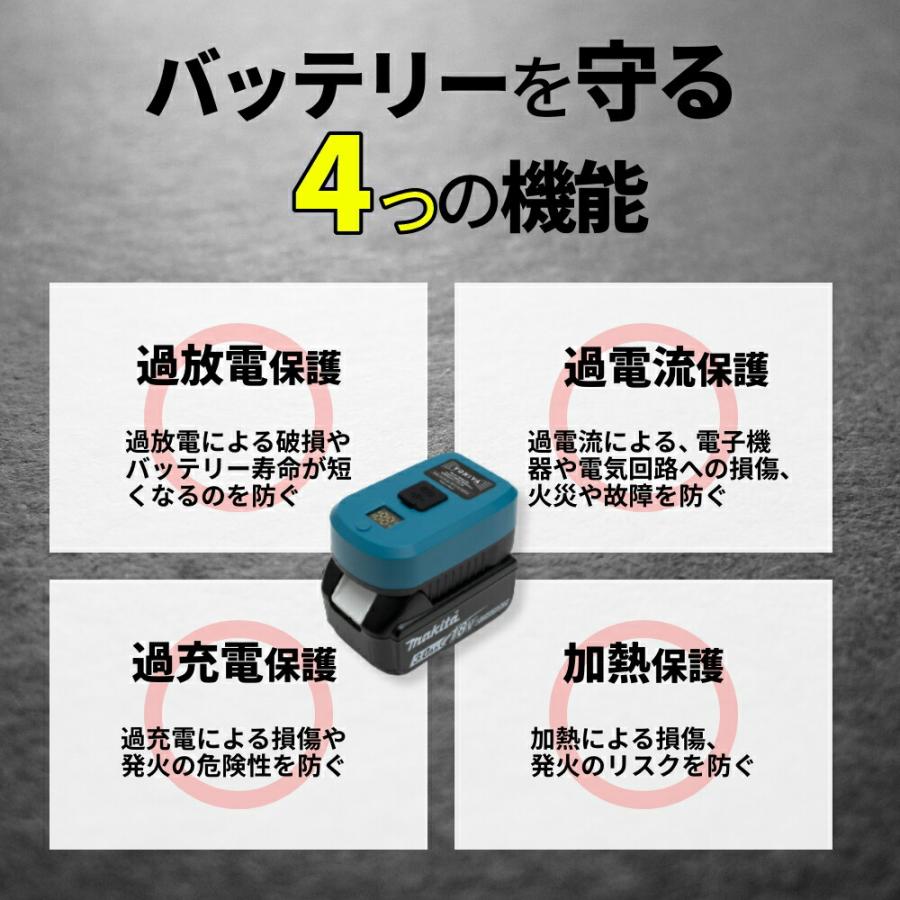 マキタ 18V バッテリー 超小型 充電器 130g タイプCケーブルで充電
