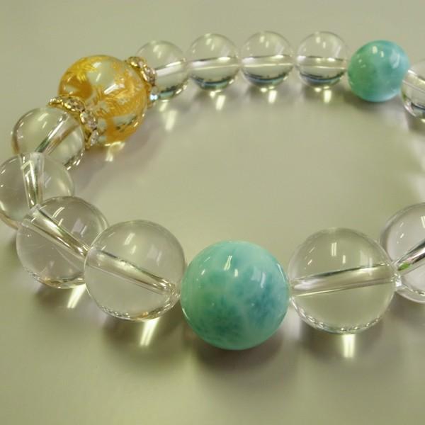 人生好転ブレス ラリマー×四神獣 ブレスレット ラリマー 水晶12mm