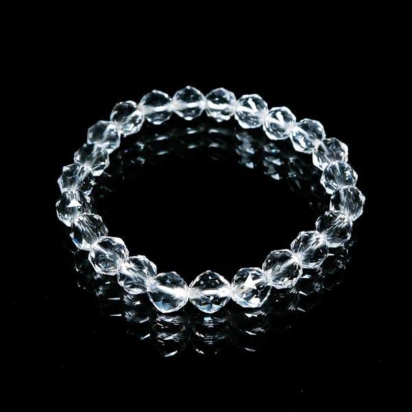 輝きが違う！ダイヤカット 5A級天然水晶 φ8mm ブレスレット
