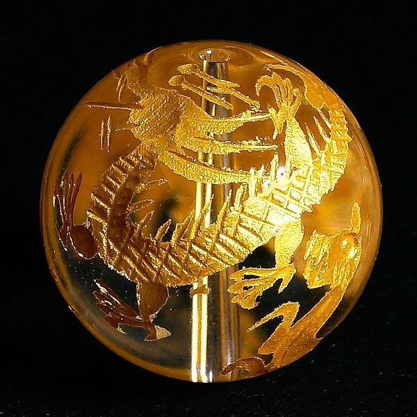手彫り〈金塗四神獣〉オールインワン 水晶 (16mm )ブレスレット