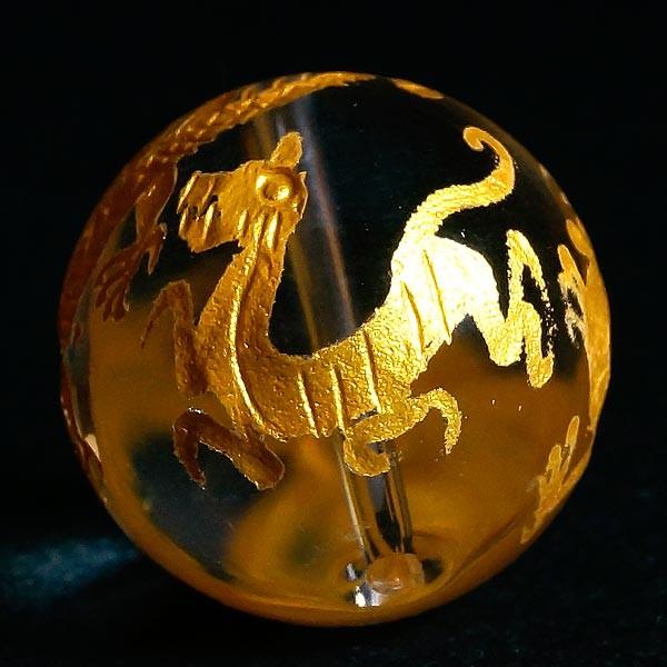 手彫り〈金塗四神獣〉オールインワン 水晶 (16mm )ブレスレット