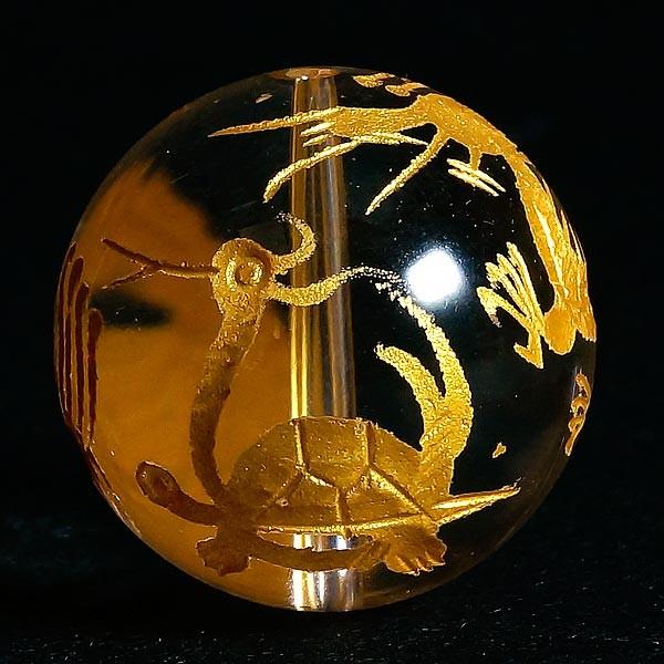 手彫り〈金塗四神獣〉オールインワン 水晶 (16mm )ブレスレット