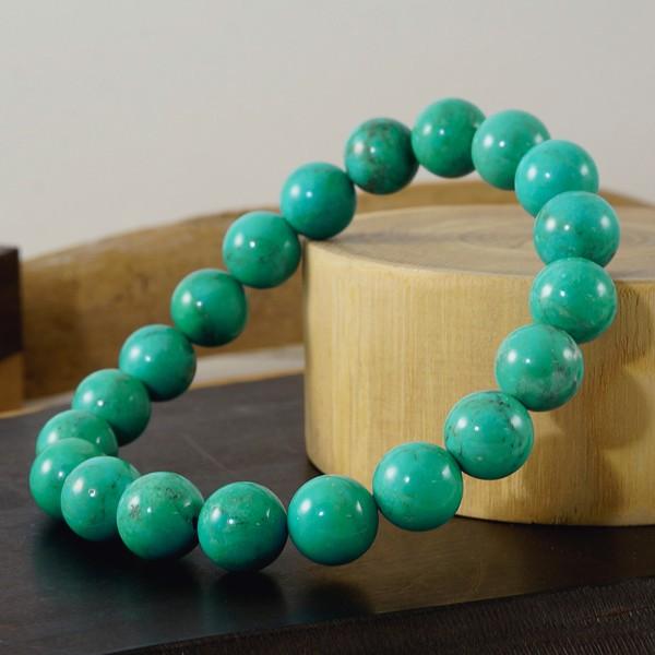 12月誕生石 3A級天然ターコイズ (トルコ石) 10mm玉ブレスレット パワーストーン 天然石 アクセサリー