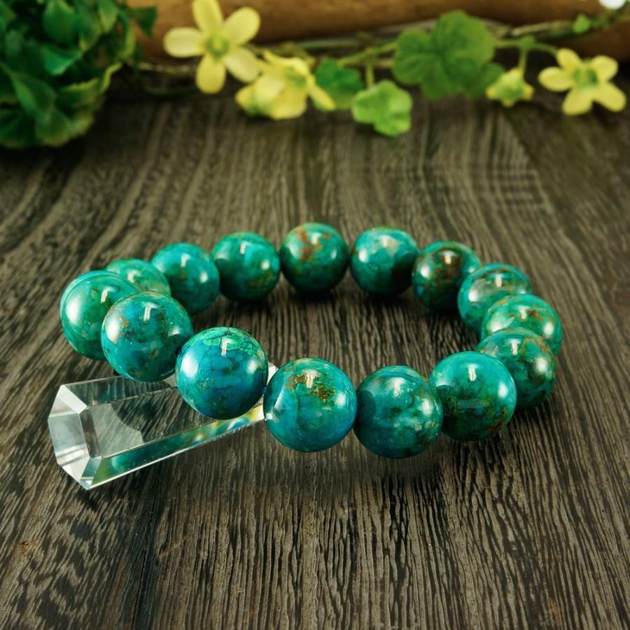 クリソコラ 鳳凰石 Chrysocolla 13.5mm ブレスレット クリソコラ 鳳凰石 Chrysocolla 13.5mm ブレスレット