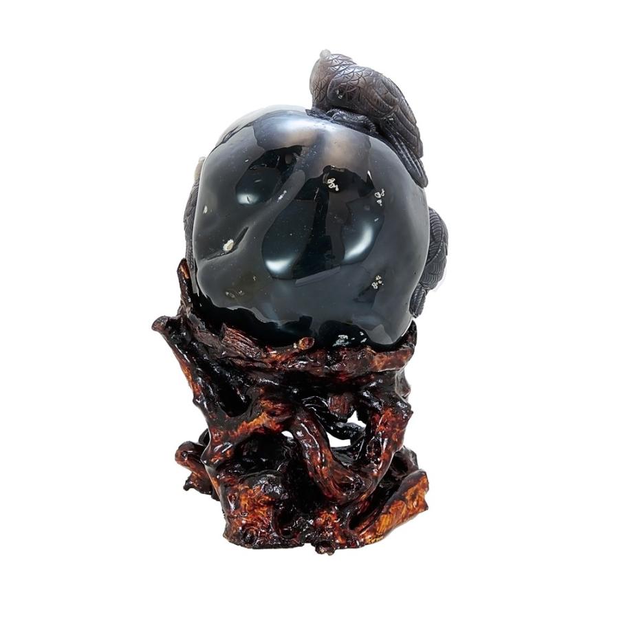 手彫り 彫刻 フクロウ メノウ 台座付3.7kg 天然石 パワーストーン