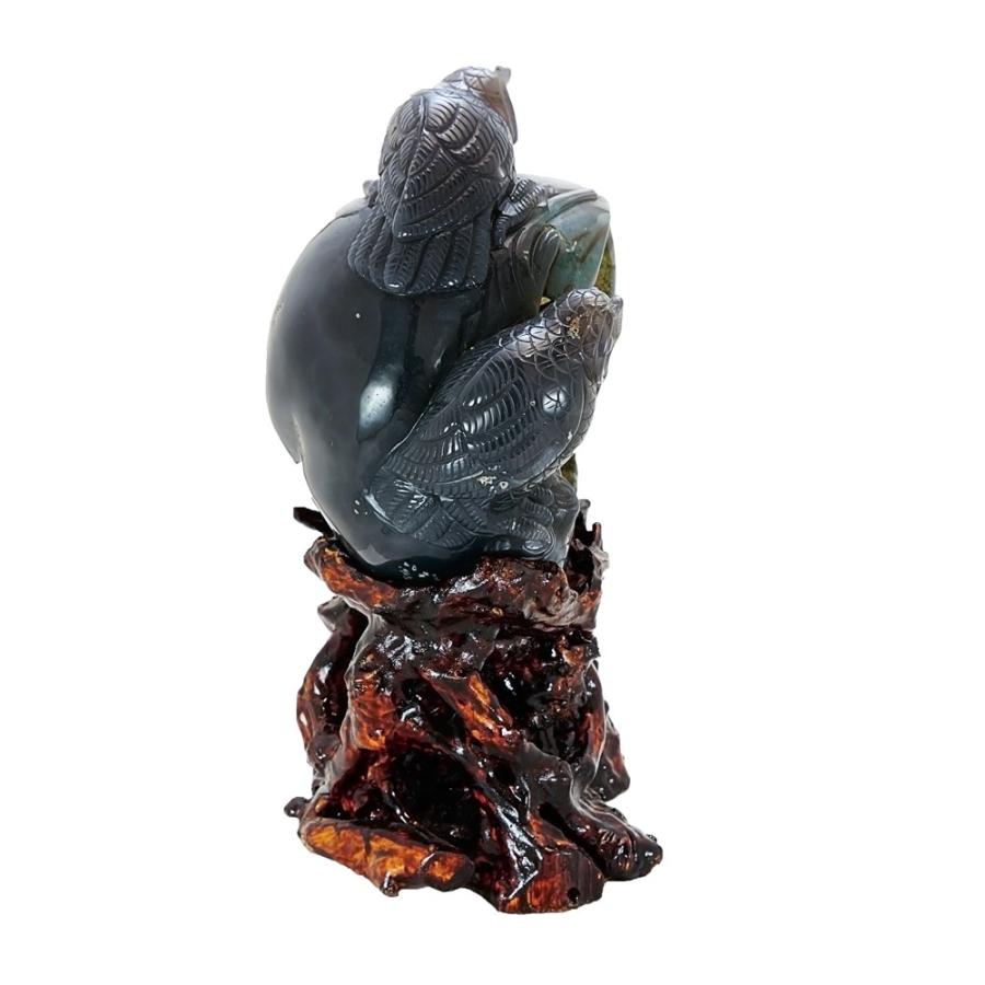 手彫り 彫刻 フクロウ メノウ 台座付3.7kg 天然石 パワーストーン