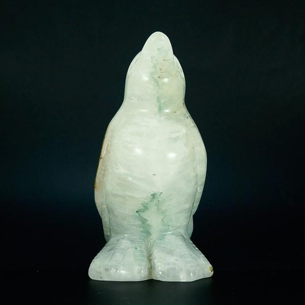かわいい 手彫り彫刻 ペンギンの置物 重量約504g サイズ約W62×D60×H125 mm メノウ 瑪瑙 水晶 パワーストーンの画像