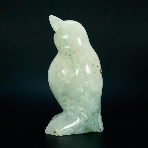 かわいい 手彫り彫刻 ペンギンの置物 重量約504g サイズ約W62×D60×H125 mm メノウ 瑪瑙 水晶 パワーストーンの画像