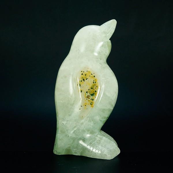 かわいい 手彫り彫刻 ペンギンの置物 重量約504g サイズ約W62×D60×H125 mm メノウ 瑪瑙 水晶 パワーストーンの画像