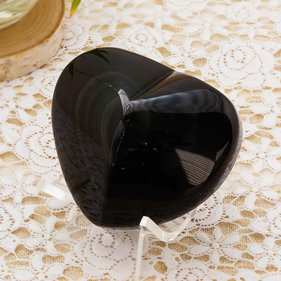 限定1個 オブシディアン インテリアストーン 置物 ハート型 約110gUP