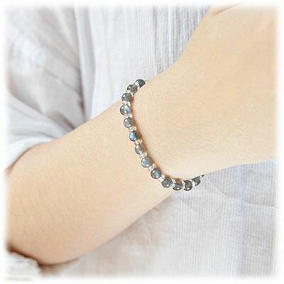 ラブラドライト 5〜6mm 水晶 ブレスレット パワーストーン 天然石