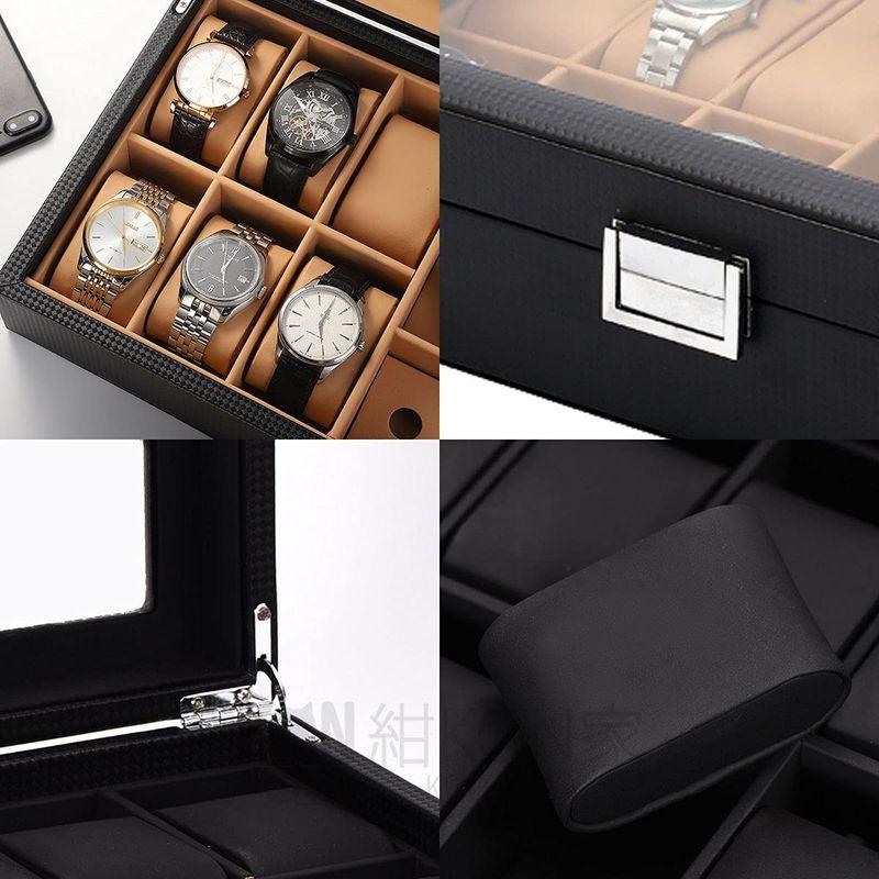 KON メガネボックス 時計ケース 高級 6本 サングラス メガネ 腕時計 ベージュ ガラス天板 ディスプレイ 重厚感 インテリア コレクションケース  収納ボックス 3本
