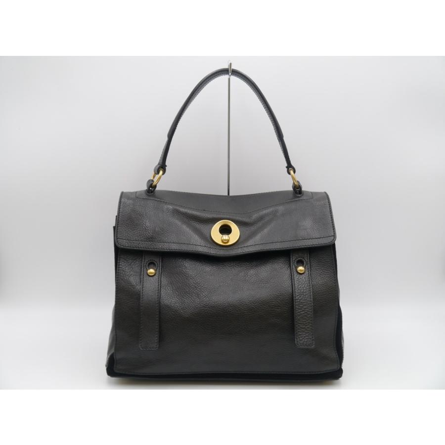 YvesSaintLaurent イヴサンローラン ミューズトゥハンドバッグ ブラック 黒 ゴールド レザー 革 手提げ 鞄 かばん バック
