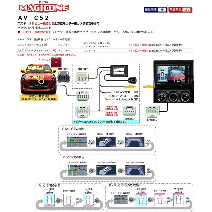 定番のお歳暮＆冬ギフト スズキ カメラ変換 AV-C58 全方位モニター用