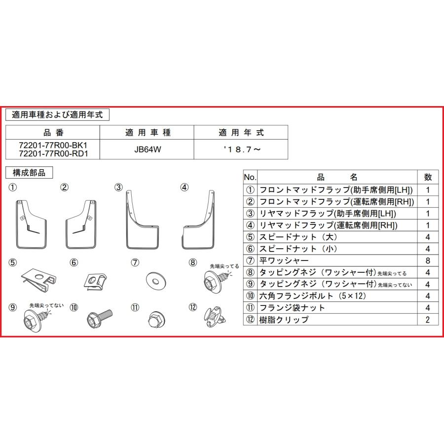 SUZUKI マッドフラップ 泥除け 左右セット スズキ（SUZUKI） マッドフラップ 泥除け 1台分セット ジムニー シエラ