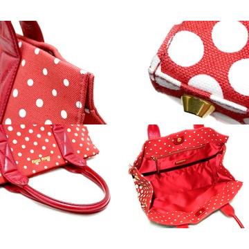 miu ミュウミュウ(miumiu) キャンバス×レザー(レッド/ホワイト) ドット 