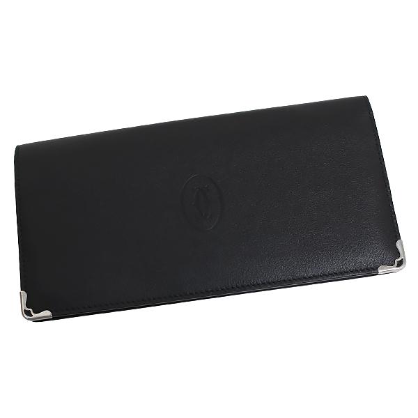 【質Shop天満屋】【人気】カルティエ レザー：ブラック インターナショナルウォレット 二つ折り長財布 (L3001363