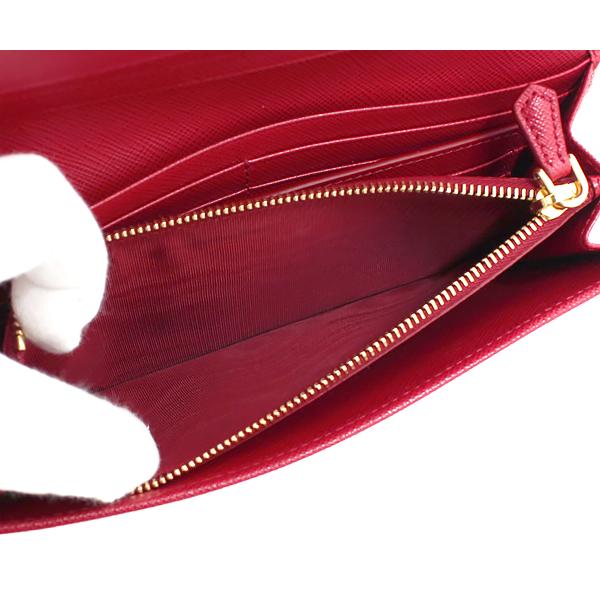 【美品】PRADA プラダ トライアングルロゴ サフィアーノ 二つ折り財布 赤 SAFFIANO（PRADA） 【質Shop天満屋】【極上美品】プラダ サフィアーノ