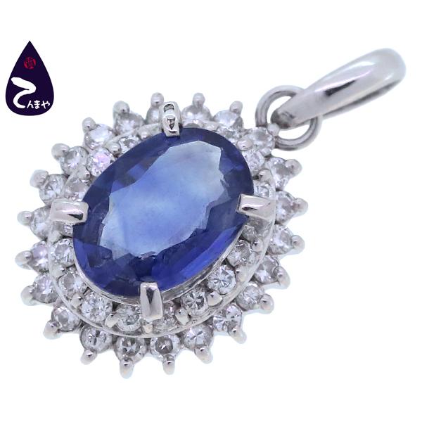 Pt900/サファイアダイヤモンドペンダントトップ