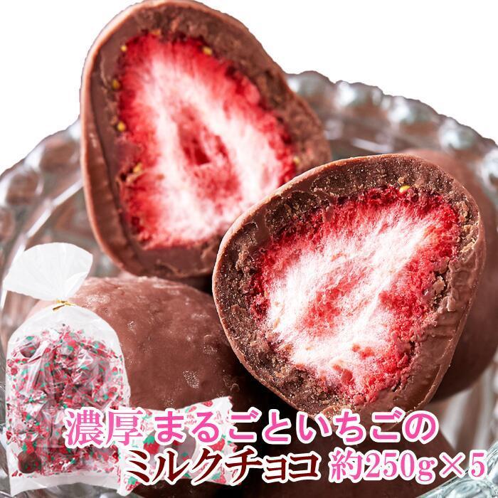 濃厚まるごといちごのミルクチョコ 250g×5 チョコレート チョコ 個包装 お菓子 大容量 イチゴ 苺 送料無料